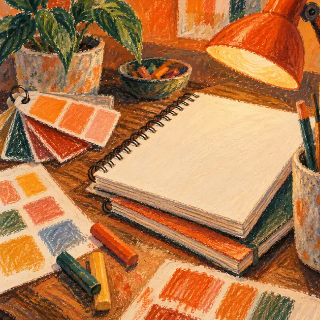Illustration of marketing and creative businesses equipment and workspace